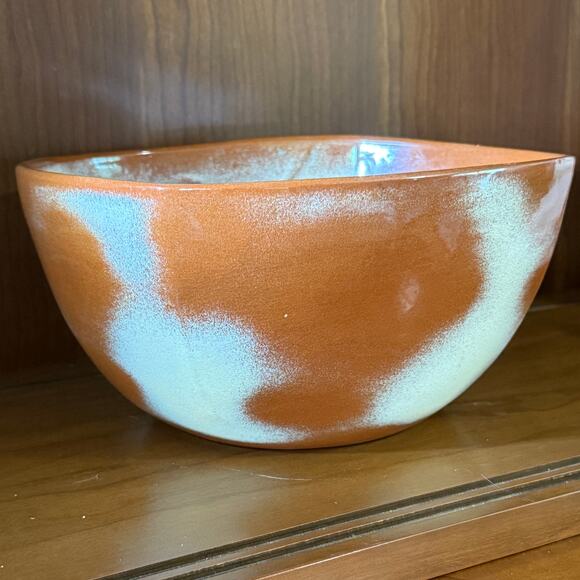 Vintage Frankoma Pottery Serving Bowl Plainsman Gold 5N 10.25” across. FLAW - Picture 2 of 7